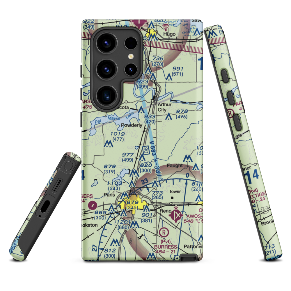 Powderly Airport (US-0131) VFR Sectional Samsung Phone Case Samsung Galaxy S24 Ultra model shown