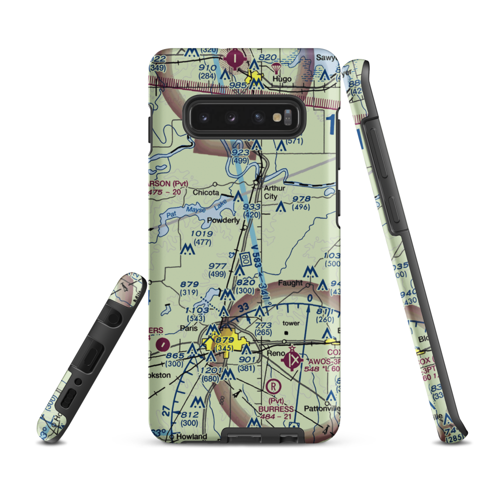 Powderly Airport (US-0131) VFR Sectional Samsung Phone Case Samsung Galaxy S10 Plus model shown
