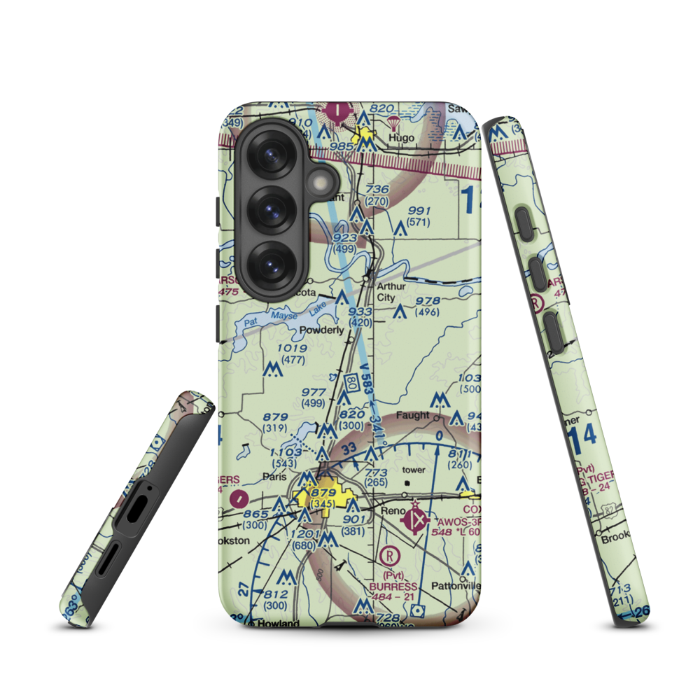 Powderly Airport (US-0131) VFR Sectional Samsung Phone Case Samsung Galaxy S25 model shown