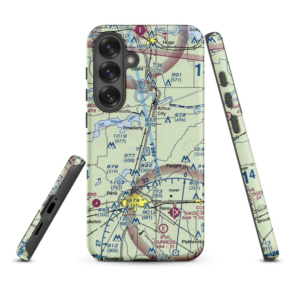 Powderly Airport (US-0131) VFR Sectional Samsung Phone Case Samsung Galaxy S25 Plus model shown