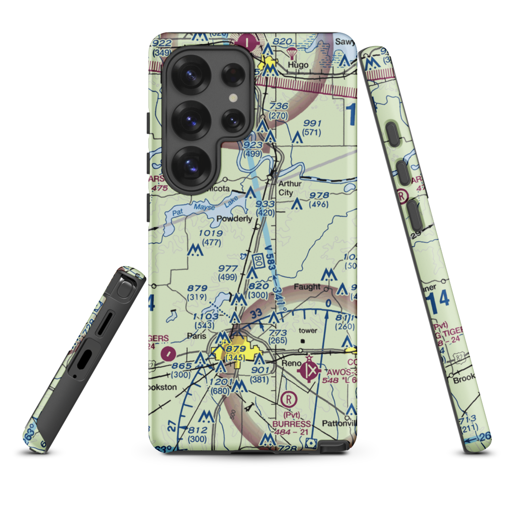 Powderly Airport (US-0131) VFR Sectional Samsung Phone Case Samsung Galaxy S25 Ultra model shown