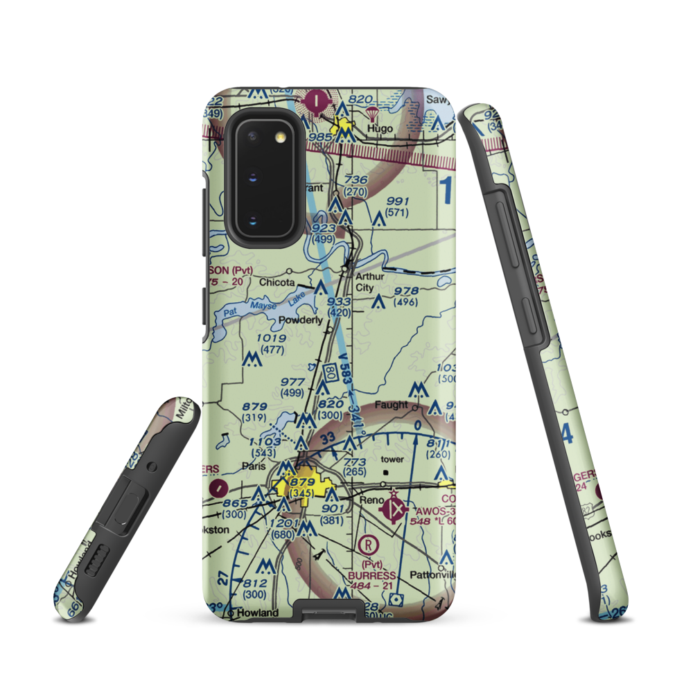 Powderly Airport (US-0131) VFR Sectional Samsung Phone Case Samsung Galaxy S20 model shown