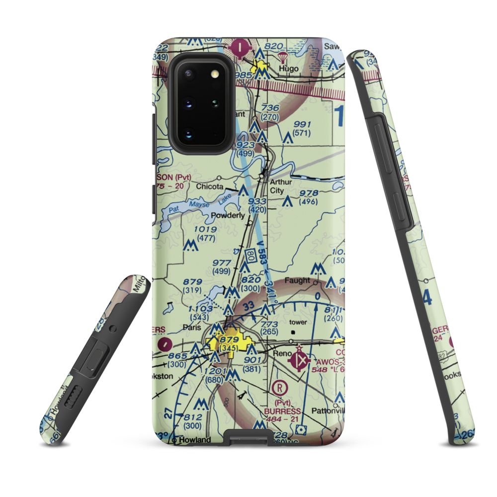 Powderly Airport (US-0131) VFR Sectional Samsung Phone Case Samsung Galaxy S20 Plus model shown