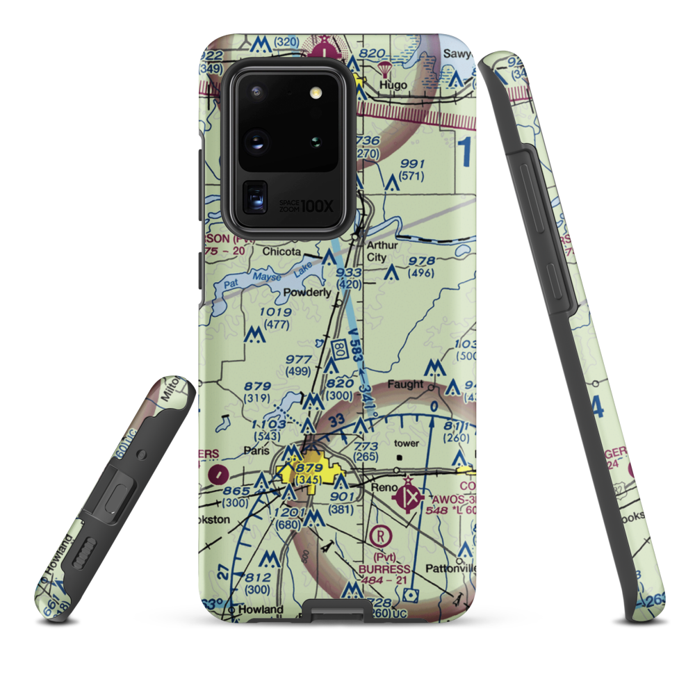 Powderly Airport (US-0131) VFR Sectional Samsung Phone Case Samsung Galaxy S20 Ultra model shown