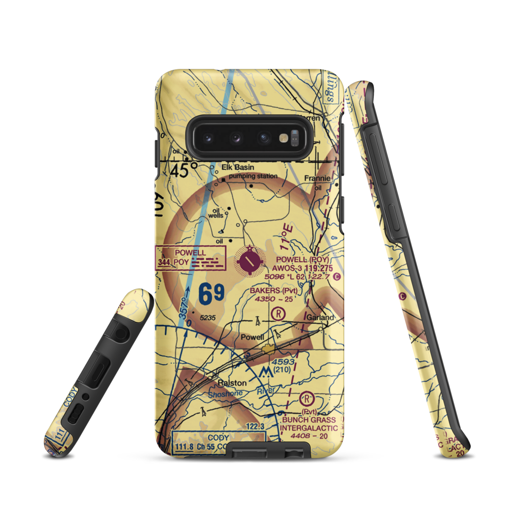 Powell Municipal Airport (POY) VFR Sectional Samsung Phone Case Samsung Galaxy S10 model shown