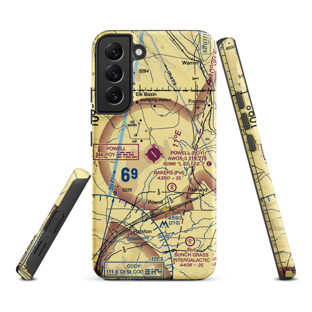 Powell Municipal Airport (POY) VFR Sectional Samsung Phone Case Samsung Galaxy S22 Plus model shown