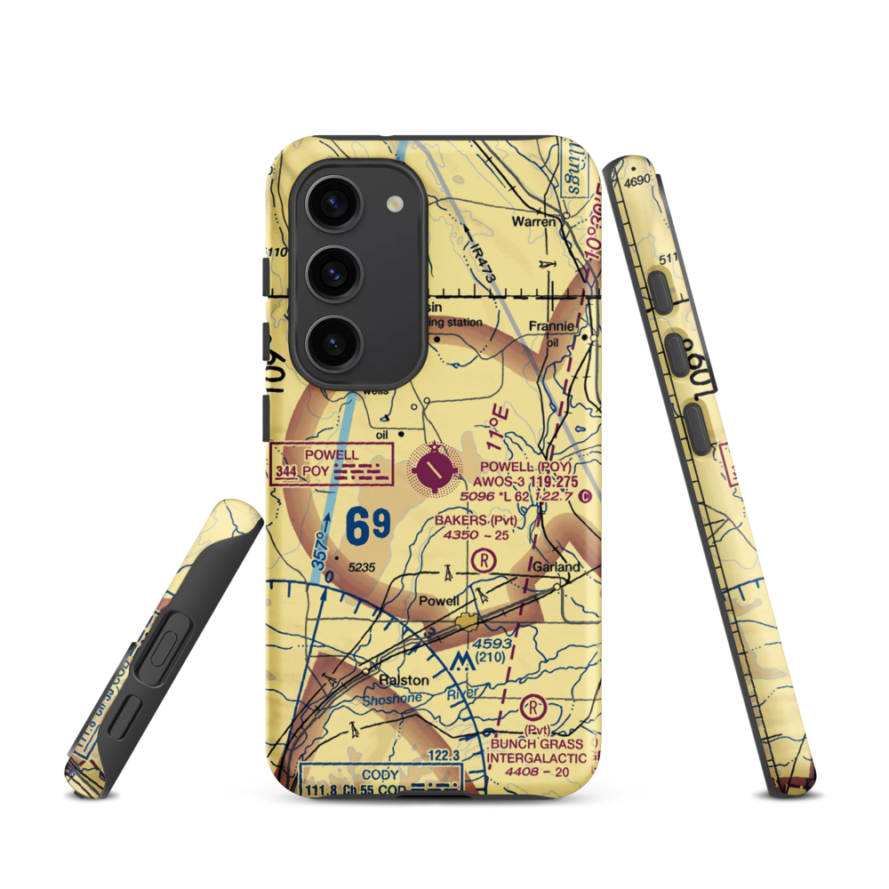 Powell Municipal Airport (POY) VFR Sectional Samsung Phone Case Samsung Galaxy S23 model shown