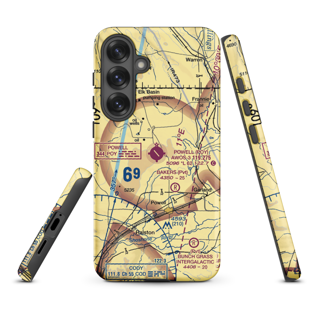 Powell Municipal Airport (POY) VFR Sectional Samsung Phone Case Samsung Galaxy S25 Plus model shown