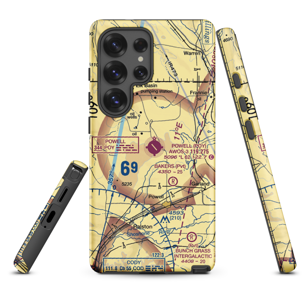 Powell Municipal Airport (POY) VFR Sectional Samsung Phone Case Samsung Galaxy S25 Ultra model shown