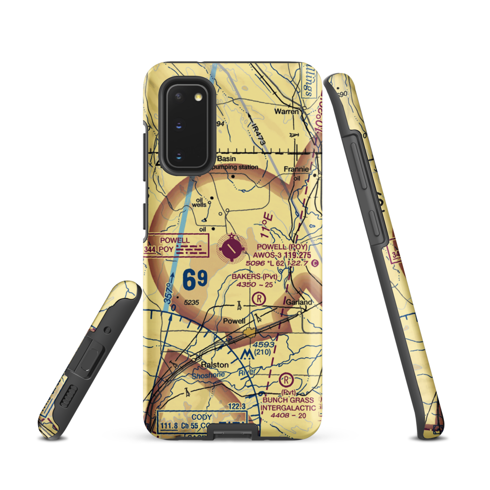 Powell Municipal Airport (POY) VFR Sectional Samsung Phone Case Samsung Galaxy S20 model shown
