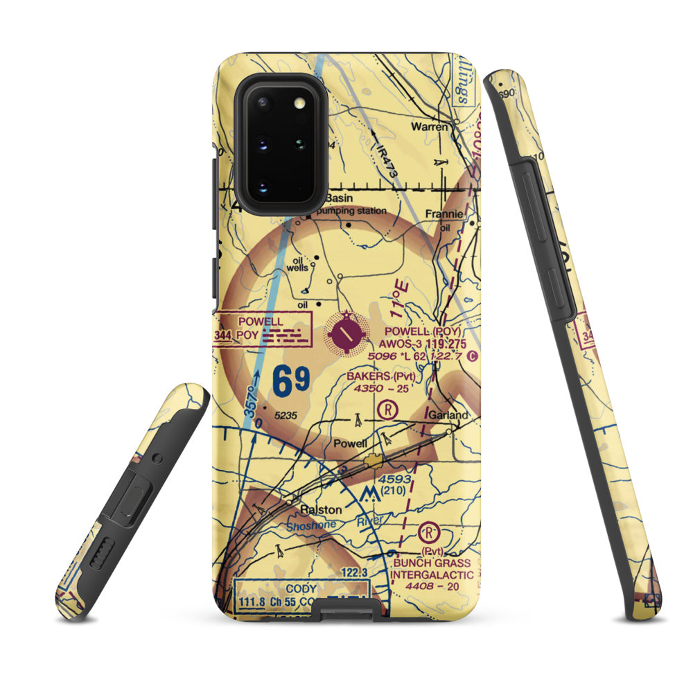 Powell Municipal Airport (POY) VFR Sectional Samsung Phone Case Samsung Galaxy S20 Plus model shown