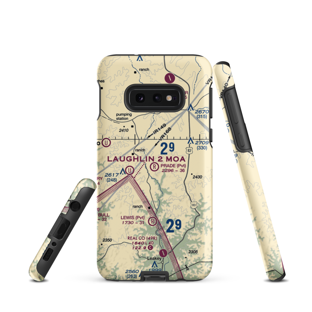 Prade Ranch Airport (57TE) VFR Sectional Samsung Phone Case Samsung Galaxy S10e model shown