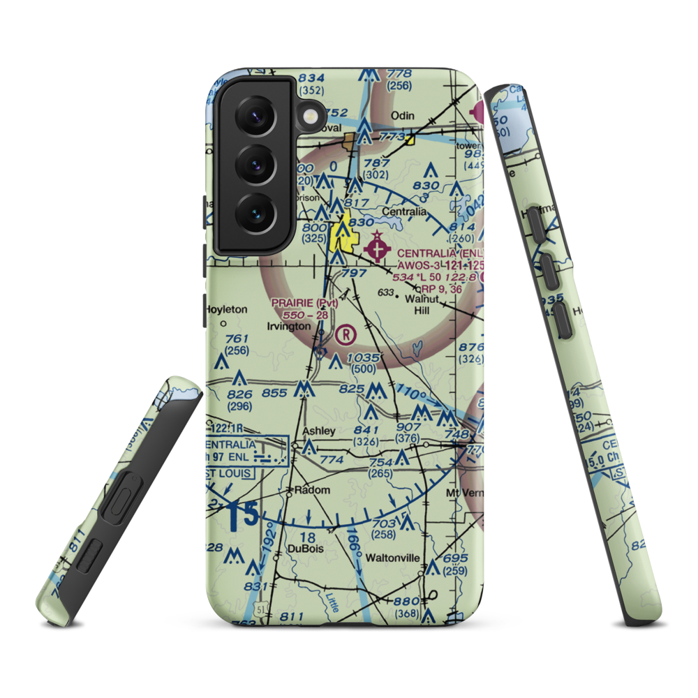Prairie Airport (83IS) VFR Sectional Samsung Phone Case Samsung Galaxy S22 Plus model shown