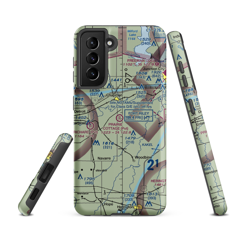 Prairie Cottage Airport (8KS8) VFR Sectional Samsung Phone Case Samsung Galaxy S21 Ultra model shown