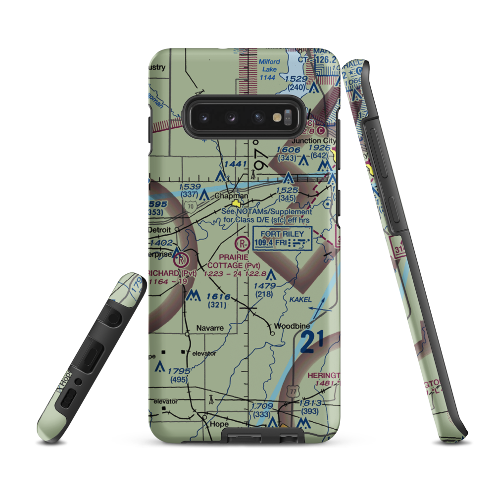 Prairie Cottage Airport (8KS8) VFR Sectional Samsung Phone Case Samsung Galaxy S10 Plus model shown