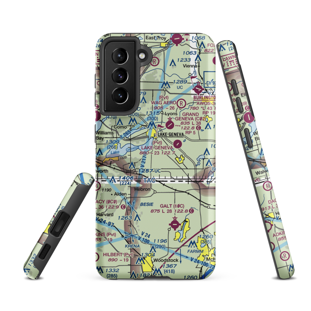 Prairie View Farm Airport (24WN) VFR Sectional Samsung Phone Case Samsung Galaxy S21 FE model shown