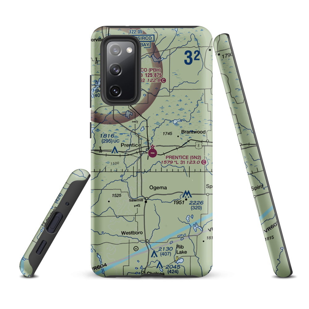 Prentice Airport (5N2) VFR Sectional Samsung Phone Case Samsung Galaxy S20 FE model shown