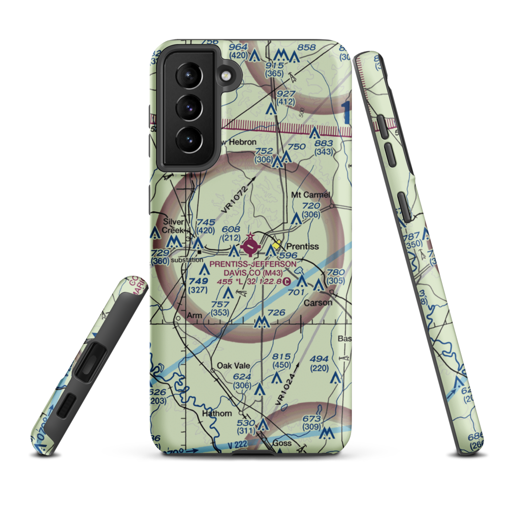 Prentiss Jefferson Davis County Airport (M43) VFR Sectional Samsung Phone Case Samsung Galaxy S21 Plus model shown