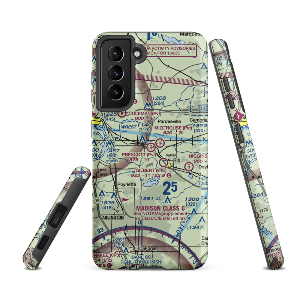 Prescott Field (WS32) VFR Sectional Samsung Phone Case Samsung Galaxy S21 FE model shown