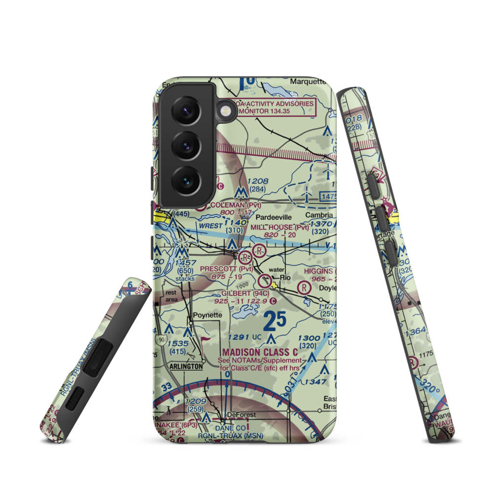 Prescott Field (WS32) VFR Sectional Samsung Phone Case Samsung Galaxy S22 model shown