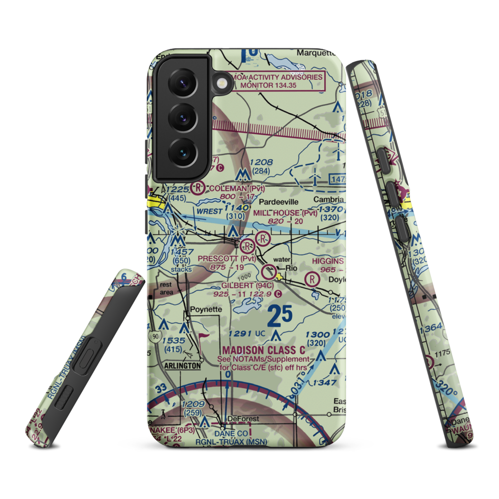 Prescott Field (WS32) VFR Sectional Samsung Phone Case Samsung Galaxy S22 Plus model shown