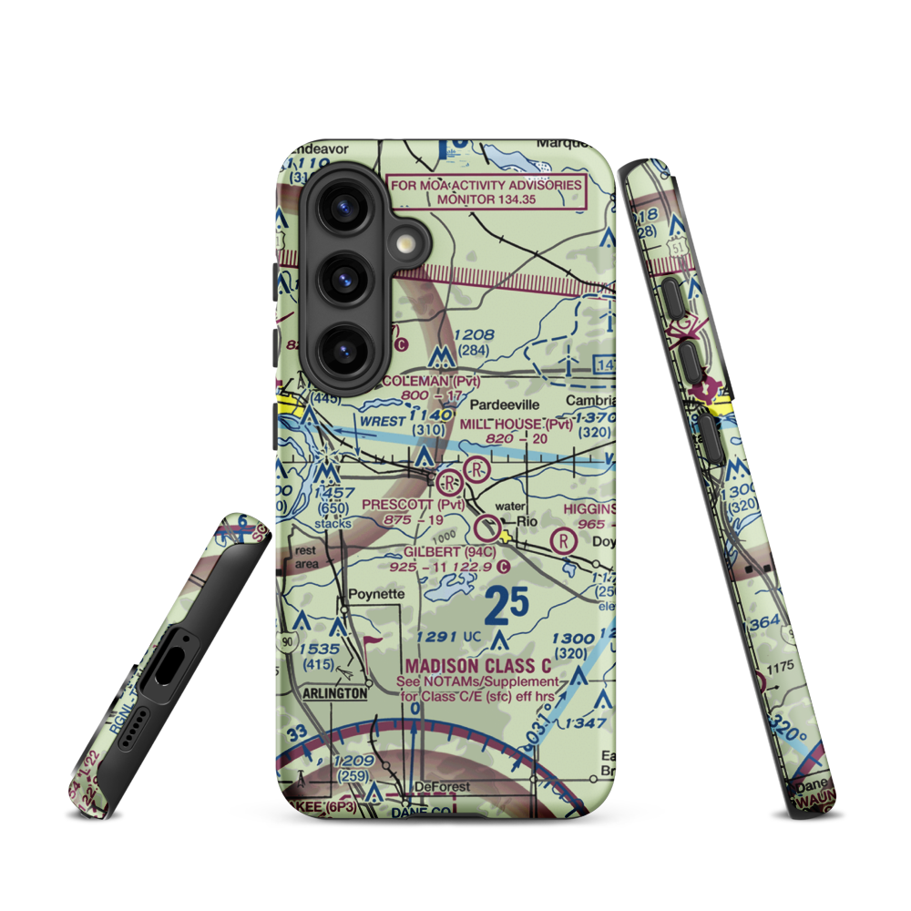 Prescott Field (WS32) VFR Sectional Samsung Phone Case Samsung Galaxy S24 model shown