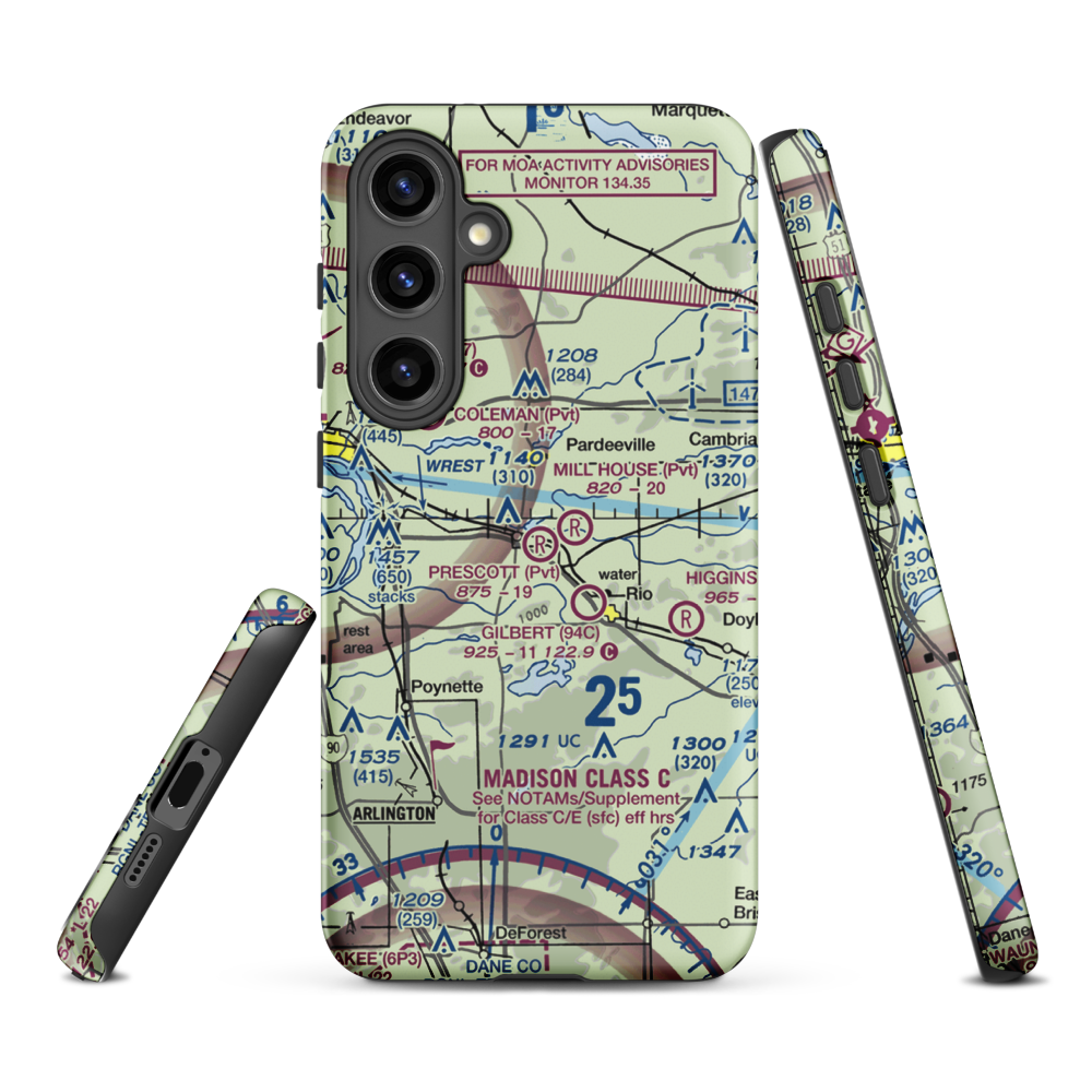Prescott Field (WS32) VFR Sectional Samsung Phone Case Samsung Galaxy S24 Plus model shown