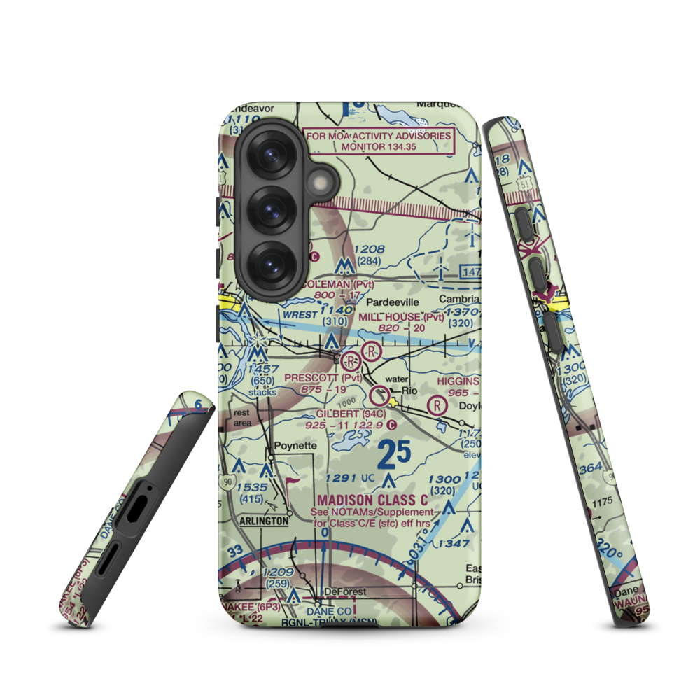 Prescott Field (WS32) VFR Sectional Samsung Phone Case Samsung Galaxy S25 model shown