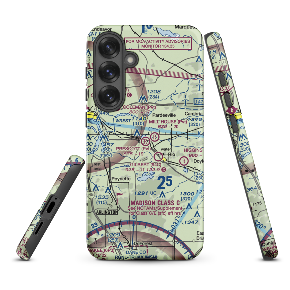 Prescott Field (WS32) VFR Sectional Samsung Phone Case Samsung Galaxy S25 Plus model shown