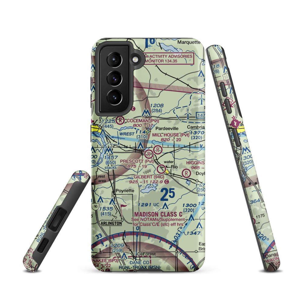 Prescott Field (WS32) VFR Sectional Samsung Phone Case Samsung Galaxy S21 model shown