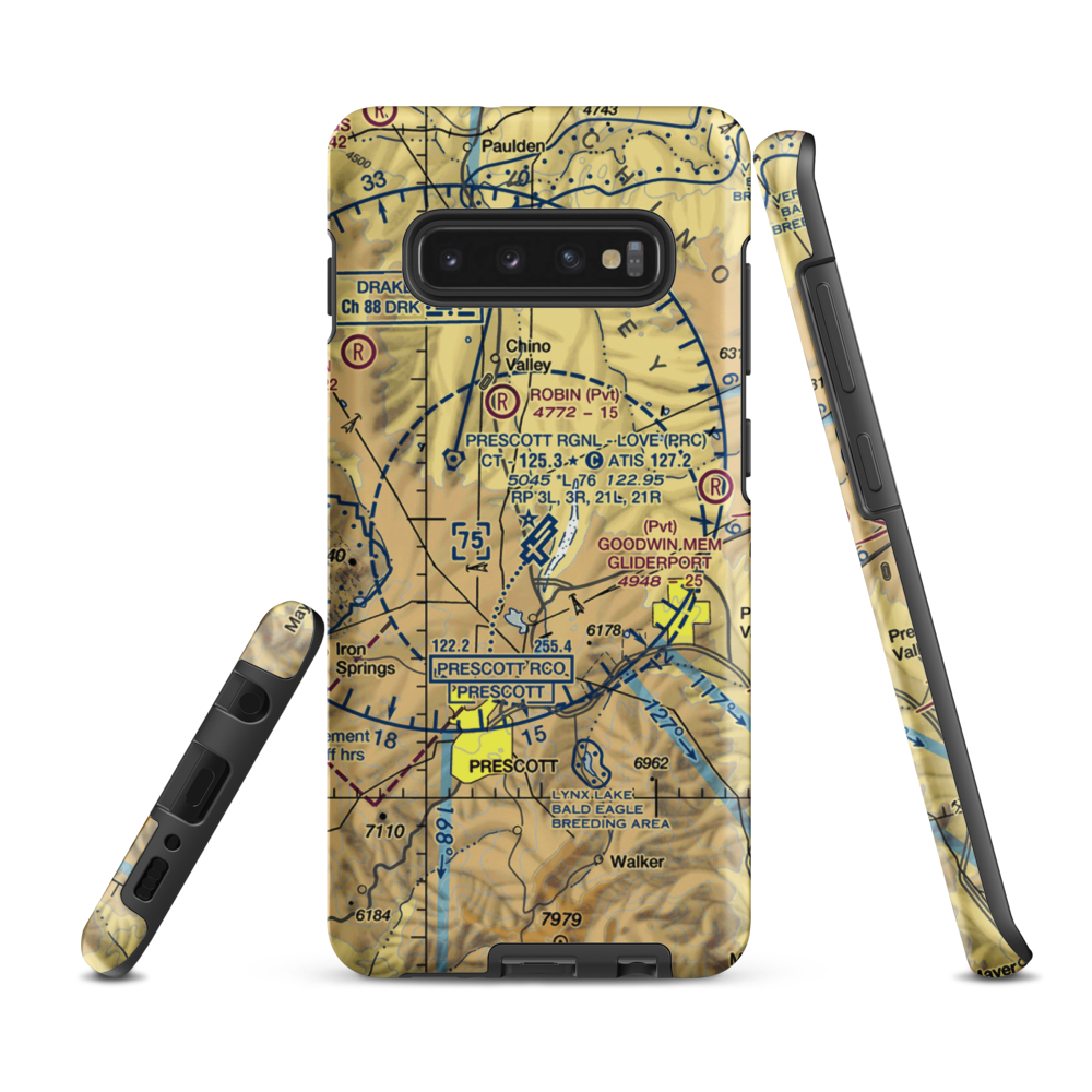 Prescott Regional Airport - Ernest A. Love Field (PRC) VFR Sectional Samsung Phone Case Samsung Galaxy S10 Plus model shown