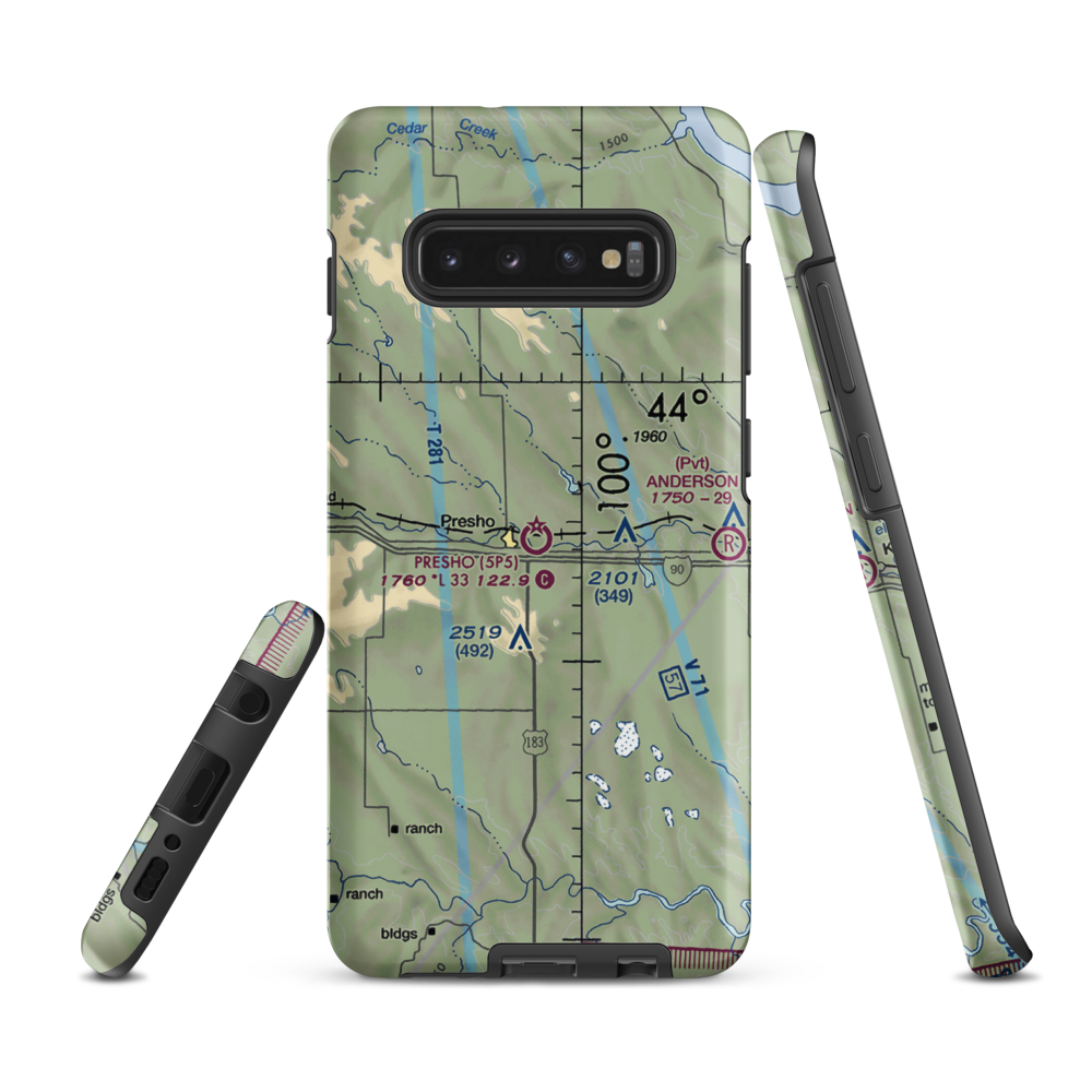 Presho Municipal Airport (5P5) VFR Sectional Samsung Phone Case Samsung Galaxy S10 Plus model shown