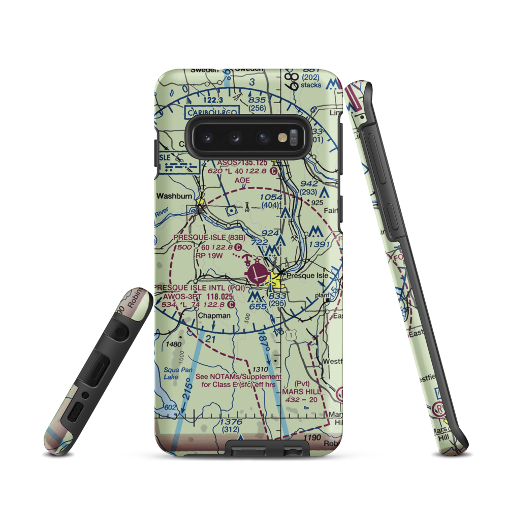 Presque Isle Seaplane Base (83B) VFR Sectional Samsung Phone Case Samsung Galaxy S10 model shown