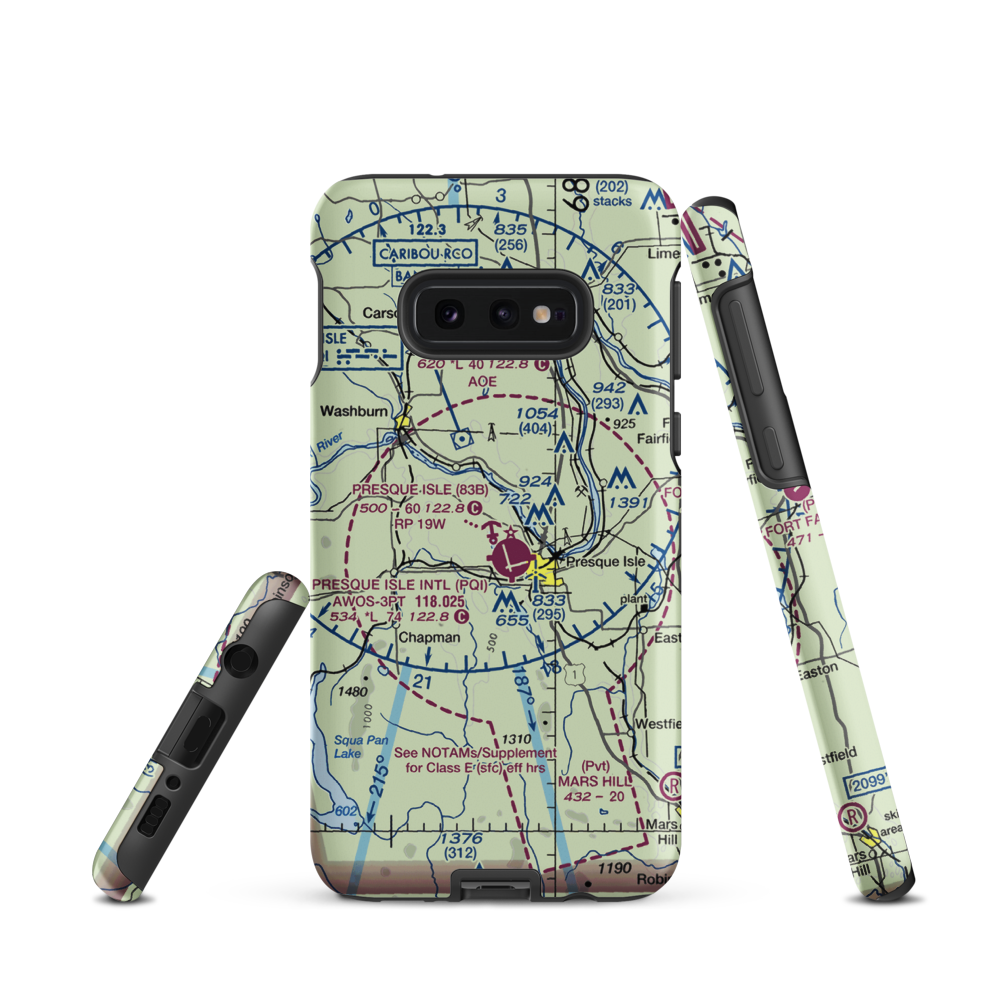 Presque Isle Seaplane Base (83B) VFR Sectional Samsung Phone Case Samsung Galaxy S10 Plus model shown