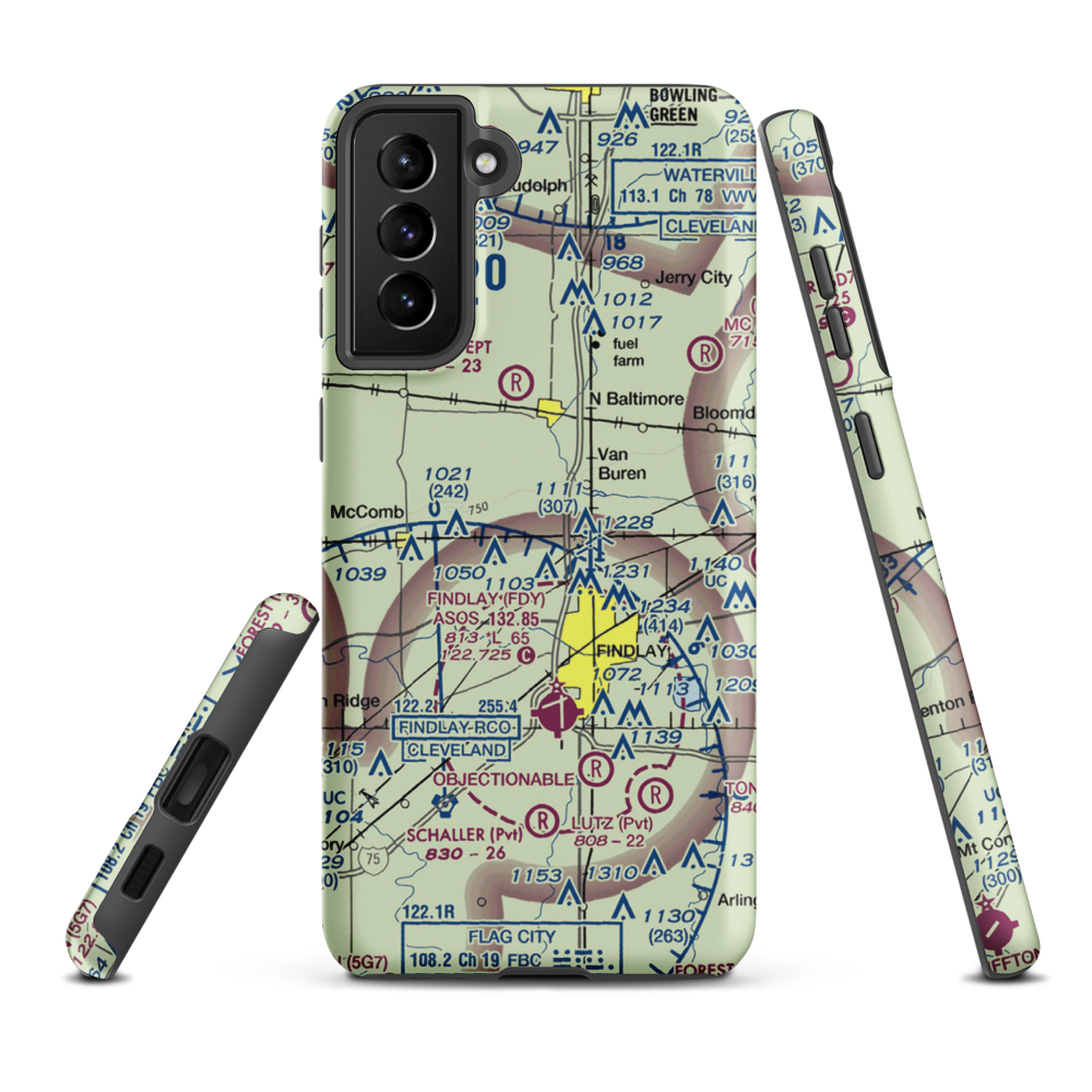 Priebe Airport (7D5) VFR Sectional Samsung Phone Case Samsung Galaxy S21 Plus model shown