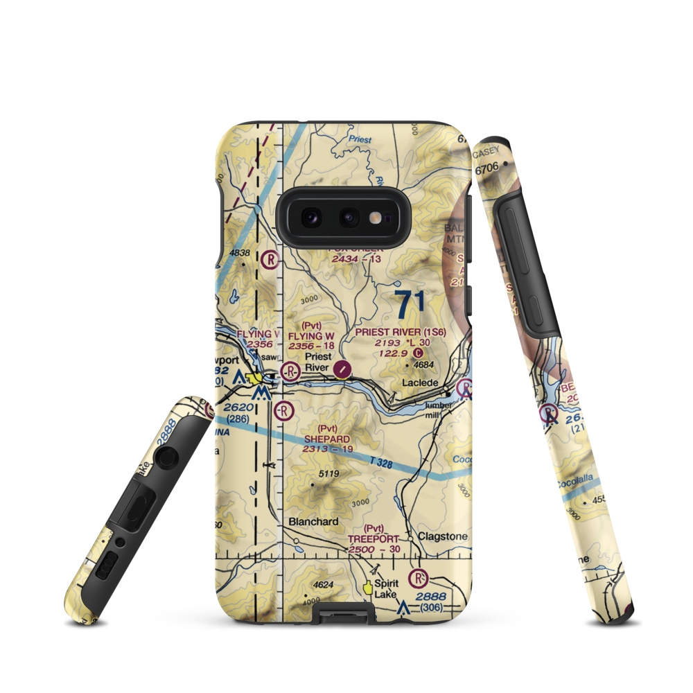 Priest River Municipal Airport (1S6) VFR Sectional Samsung Phone Case Samsung Galaxy S10e model shown