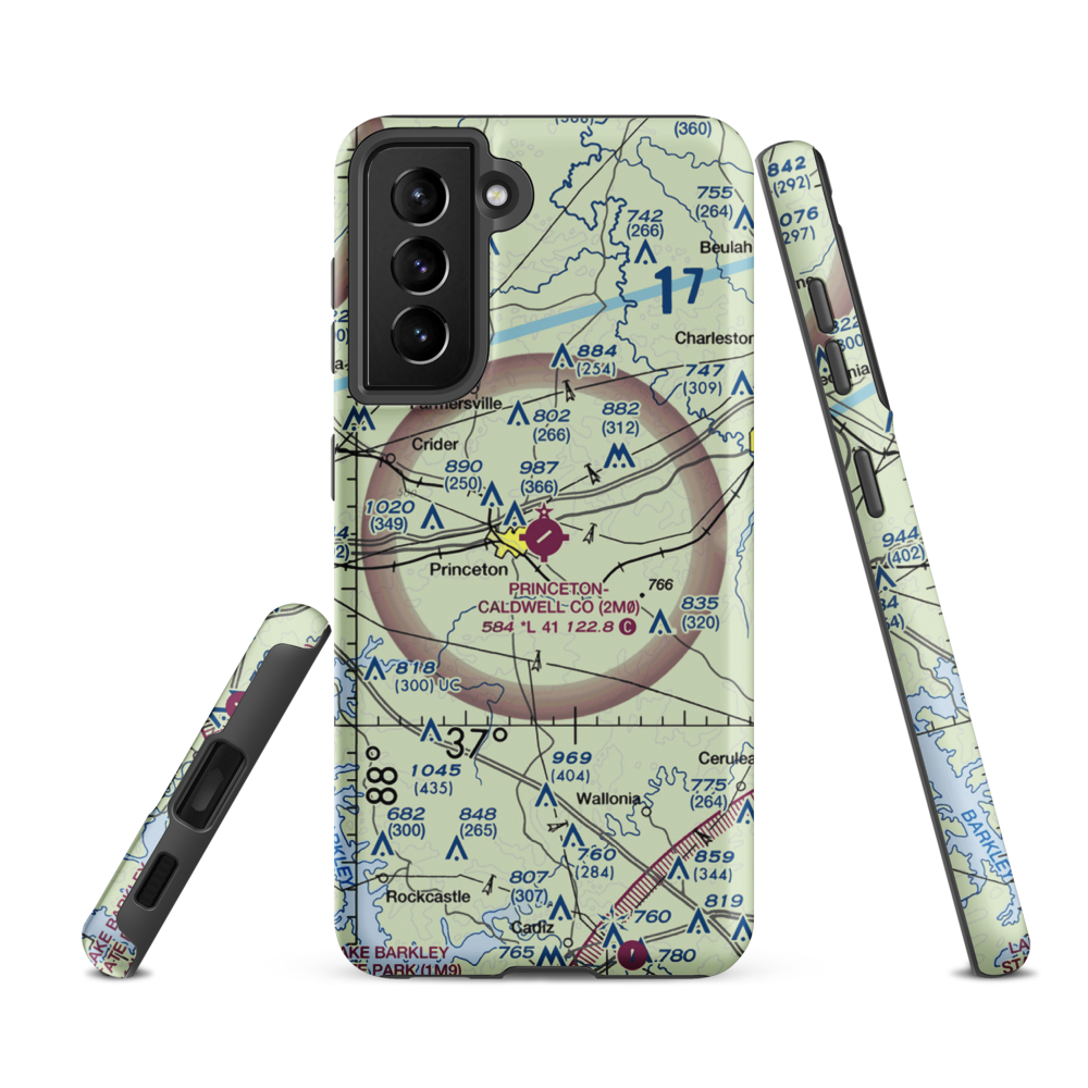Princeton Caldwell County Airport (2M0) VFR Sectional Samsung Phone Case Samsung Galaxy S21 Ultra model shown