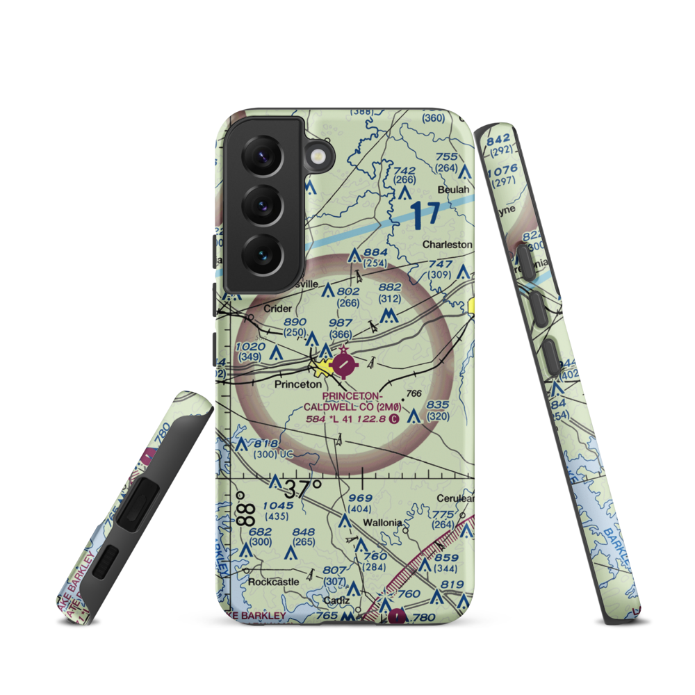 Princeton Caldwell County Airport (2M0) VFR Sectional Samsung Phone Case Samsung Galaxy S22 model shown