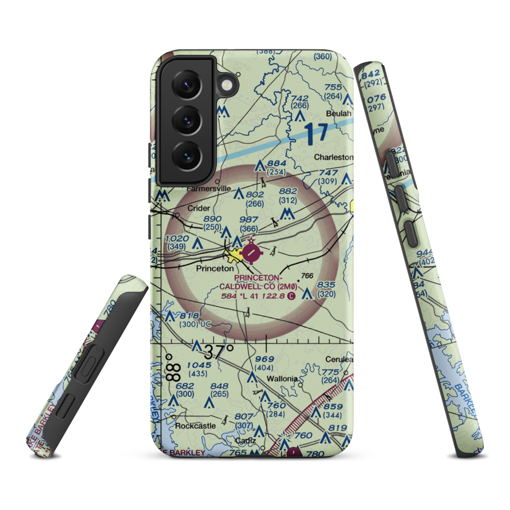 Princeton Caldwell County Airport (2M0) VFR Sectional Samsung Phone Case Samsung Galaxy S22 Plus model shown