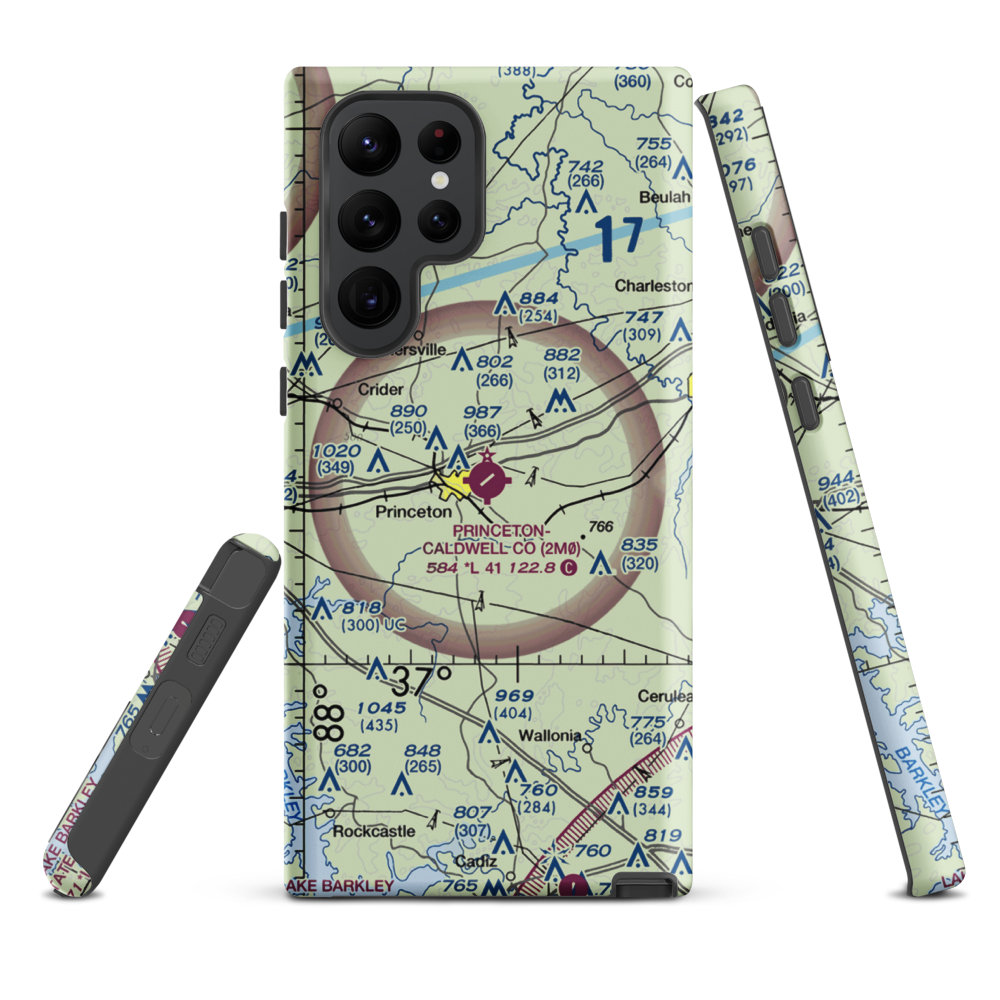 Princeton Caldwell County Airport (2M0) VFR Sectional Samsung Phone Case Samsung Galaxy S22 Ultra model shown