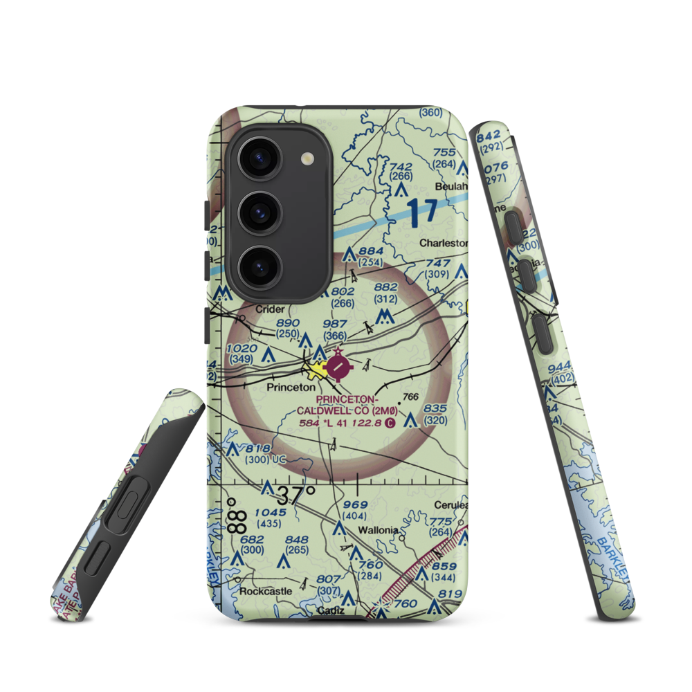 Princeton Caldwell County Airport (2M0) VFR Sectional Samsung Phone Case Samsung Galaxy S23 model shown