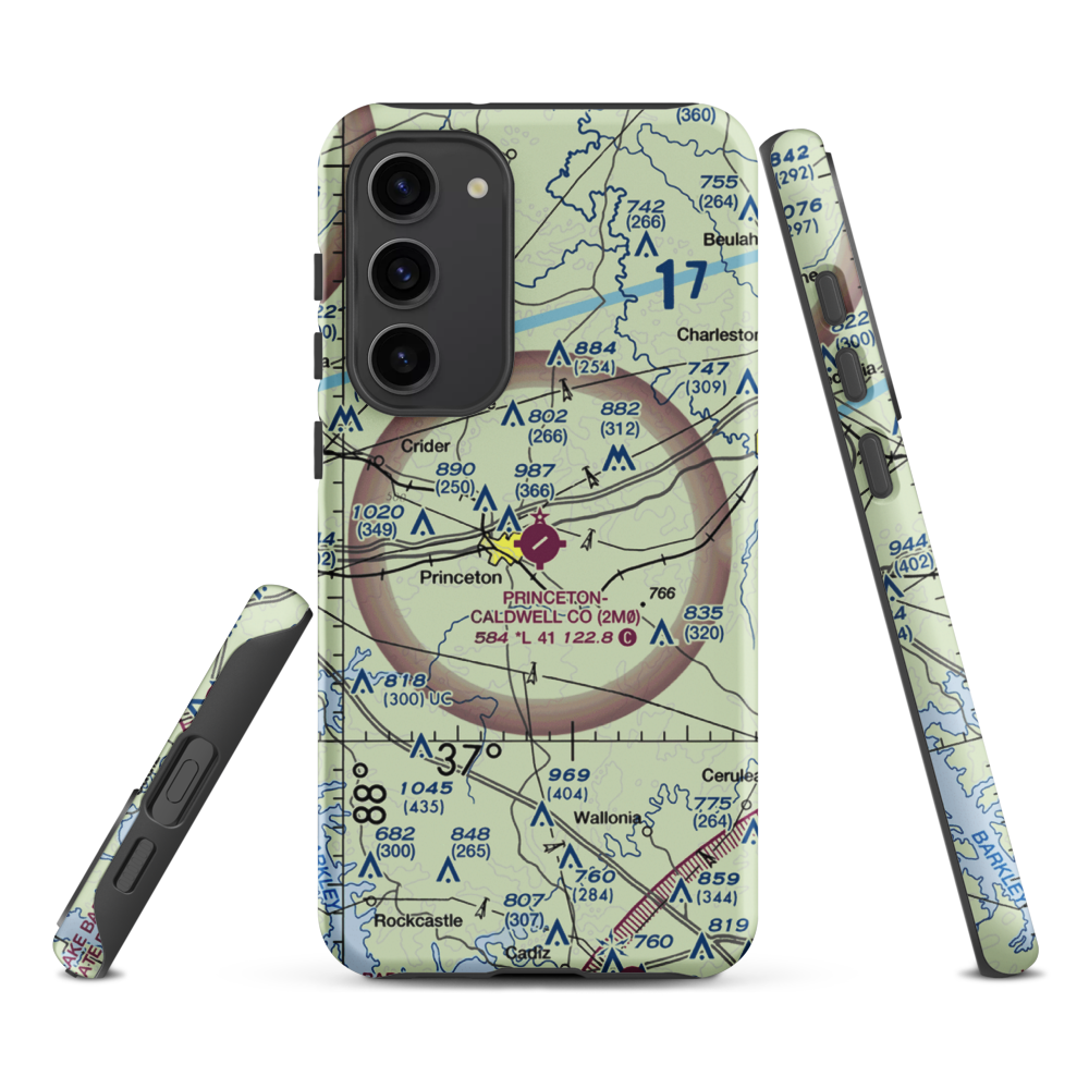 Princeton Caldwell County Airport (2M0) VFR Sectional Samsung Phone Case Samsung Galaxy S23 Plus model shown