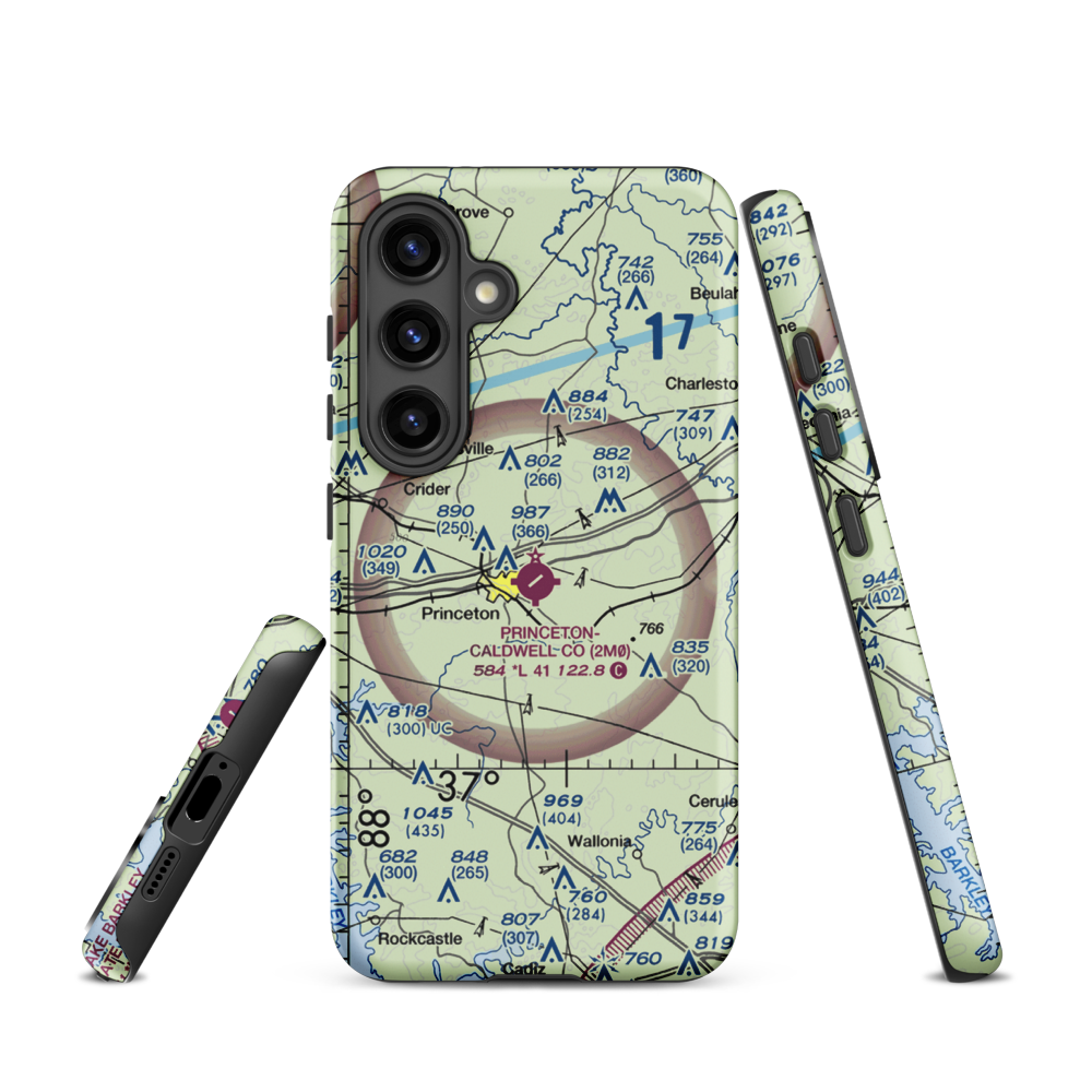 Princeton Caldwell County Airport (2M0) VFR Sectional Samsung Phone Case Samsung Galaxy S24 model shown