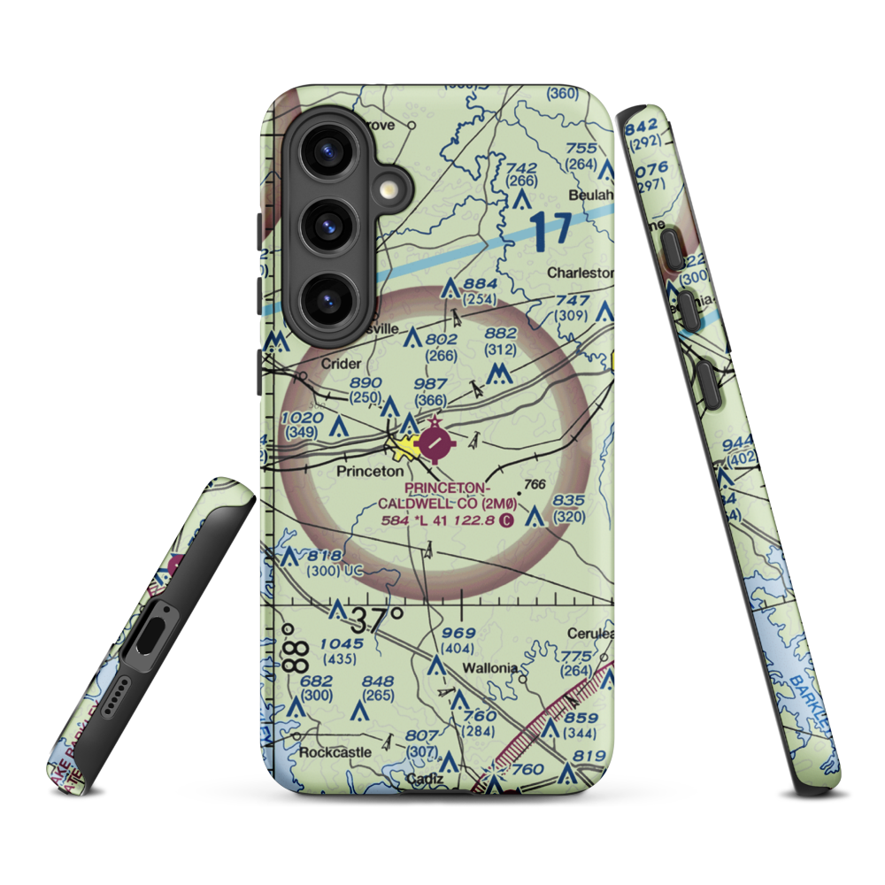 Princeton Caldwell County Airport (2M0) VFR Sectional Samsung Phone Case Samsung Galaxy S24 Plus model shown