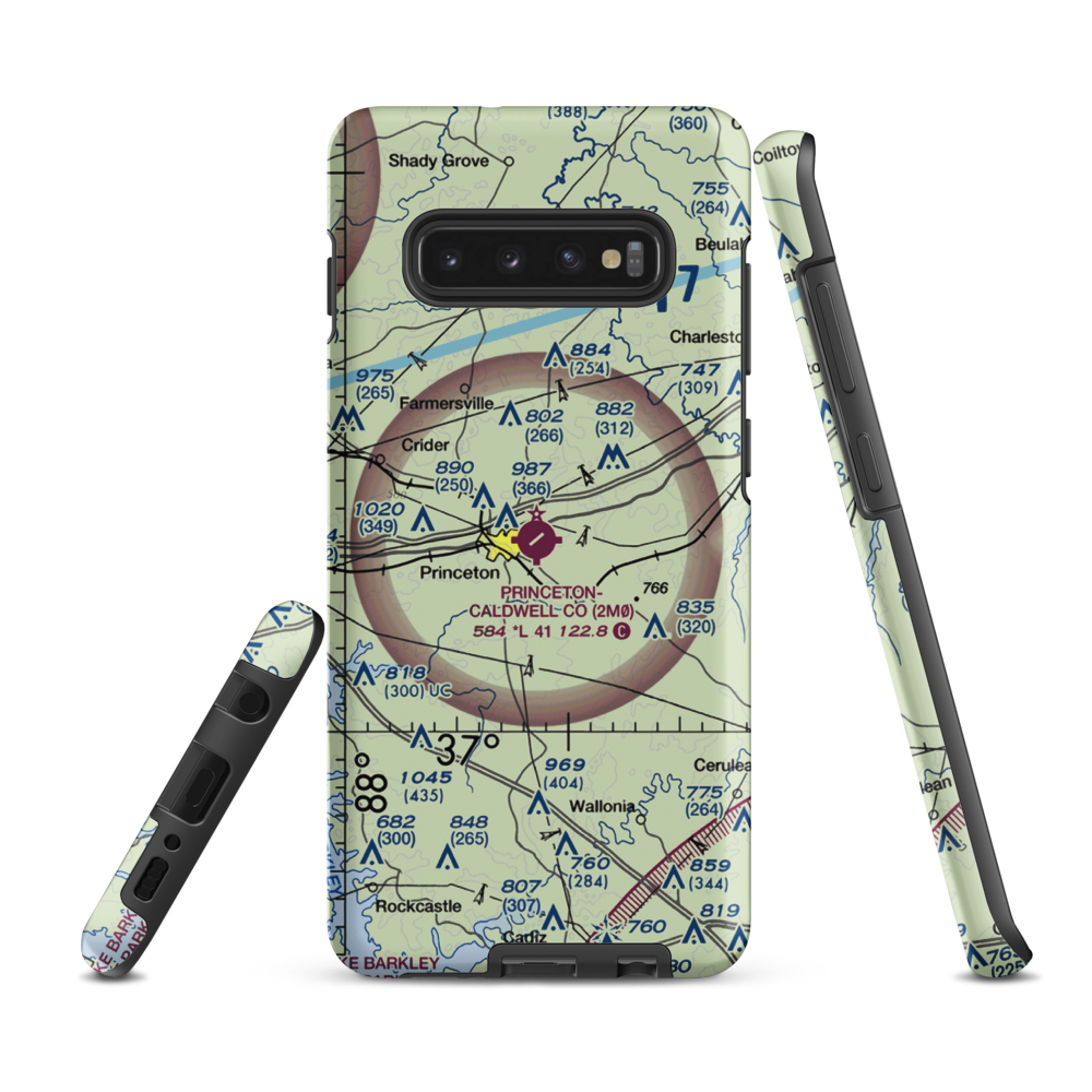 Princeton Caldwell County Airport (2M0) VFR Sectional Samsung Phone Case Samsung Galaxy S10 Plus model shown