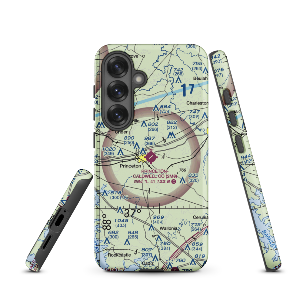 Princeton Caldwell County Airport (2M0) VFR Sectional Samsung Phone Case Samsung Galaxy S25 model shown