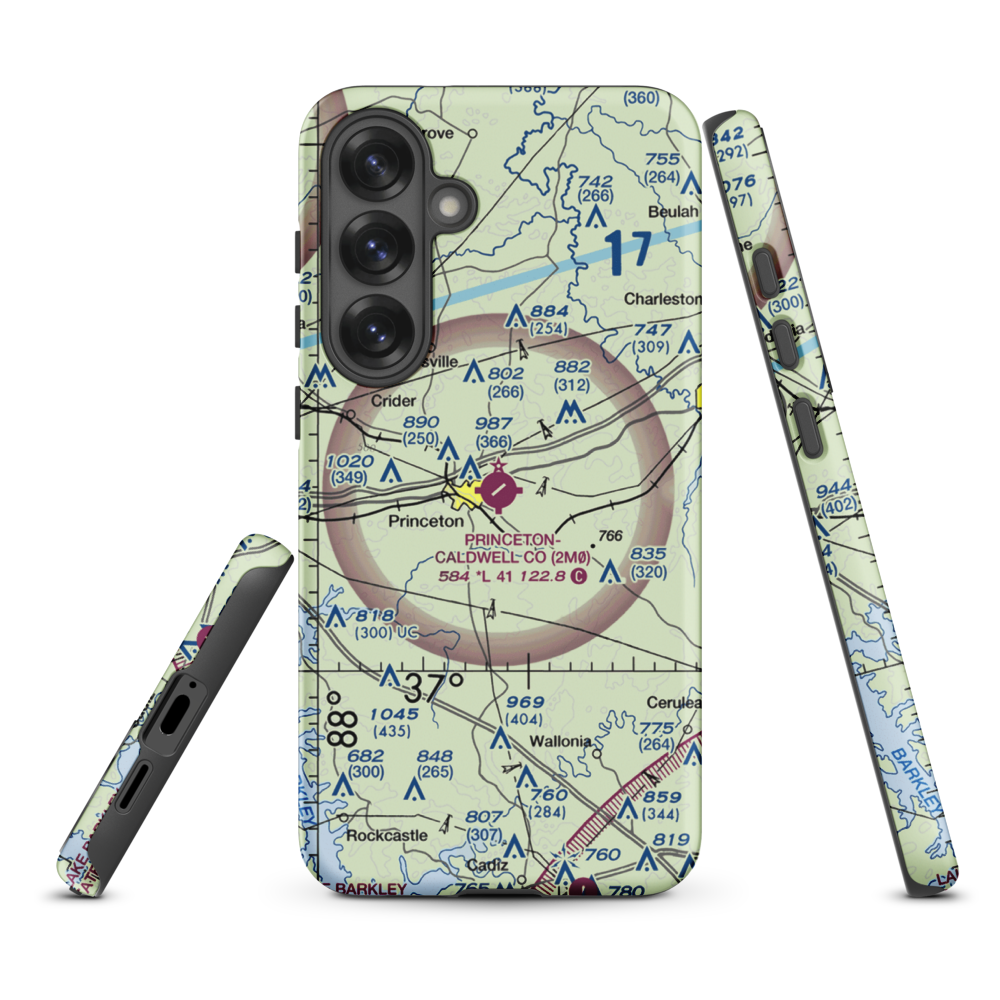 Princeton Caldwell County Airport (2M0) VFR Sectional Samsung Phone Case Samsung Galaxy S25 Plus model shown