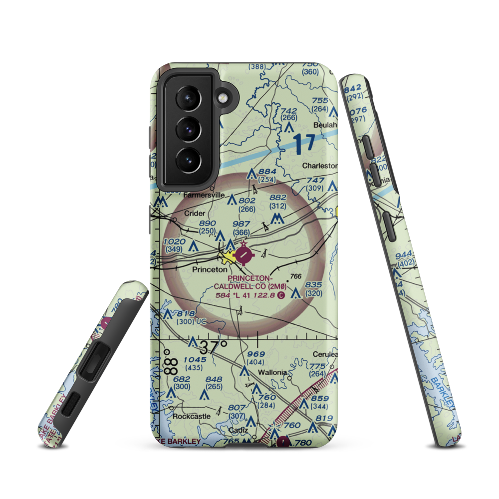 Princeton Caldwell County Airport (2M0) VFR Sectional Samsung Phone Case Samsung Galaxy S21 model shown