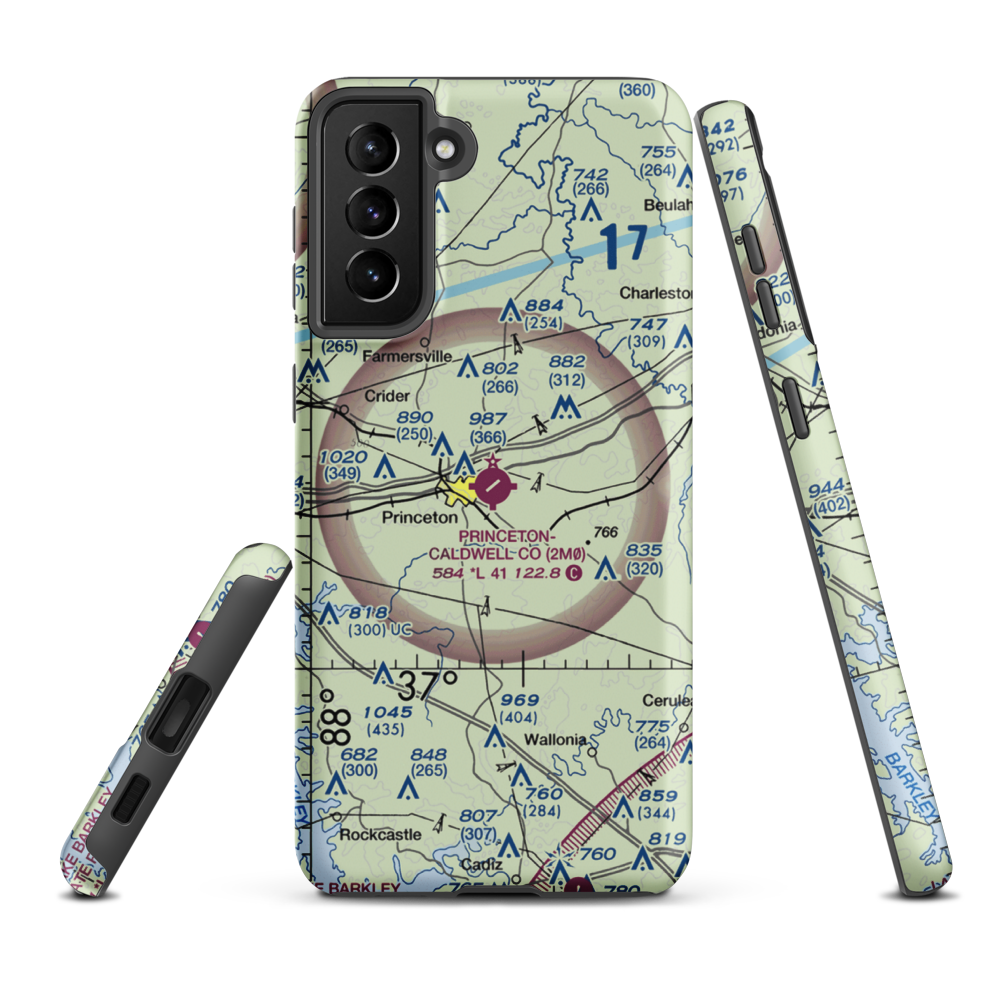 Princeton Caldwell County Airport (2M0) VFR Sectional Samsung Phone Case Samsung Galaxy S21 FE model shown