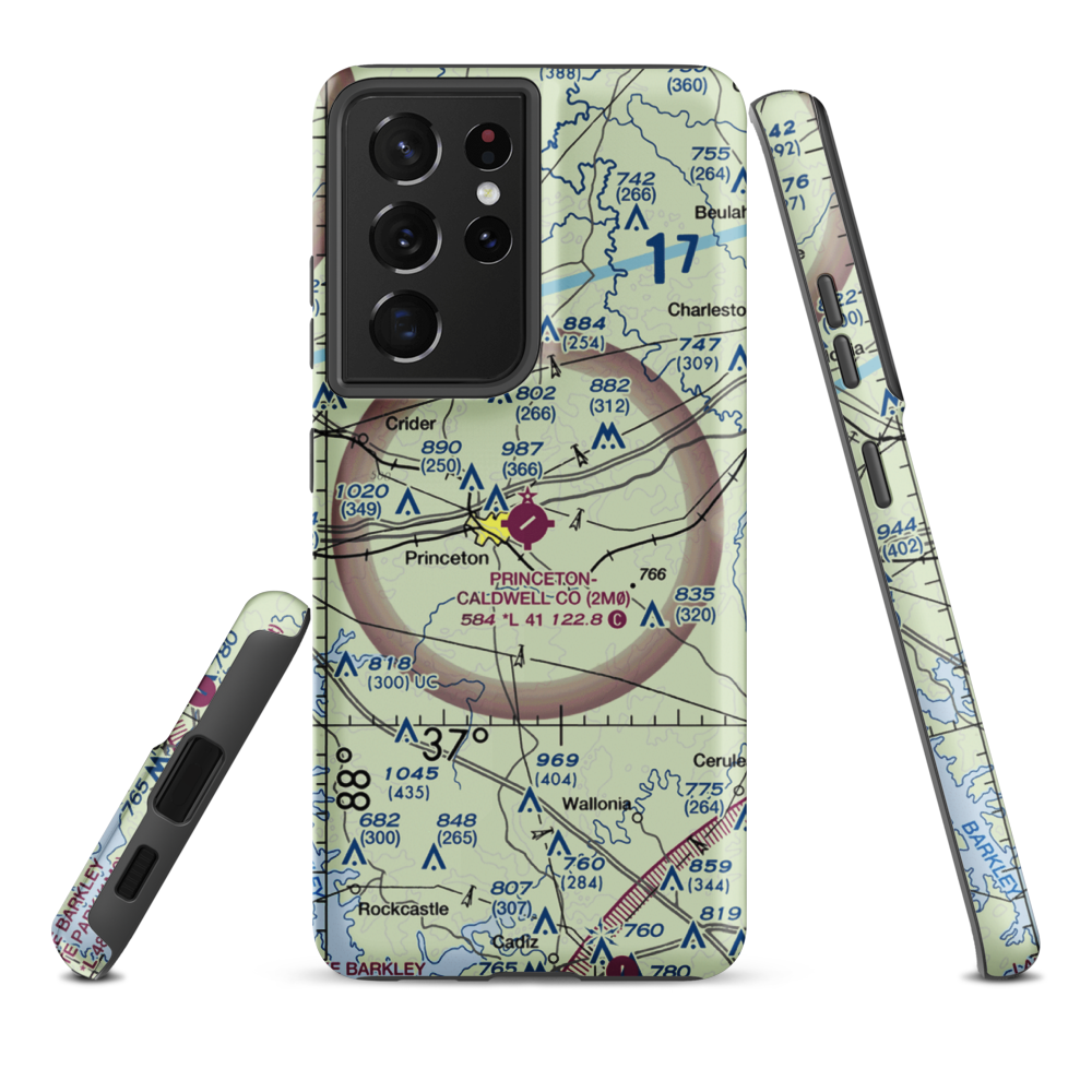 Princeton Caldwell County Airport (2M0) VFR Sectional Samsung Phone Case Samsung Galaxy S21 Ultra model shown